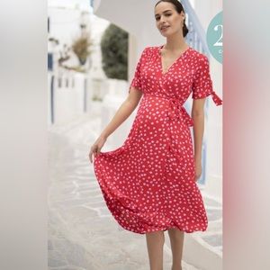 Maternity floral wrap dress